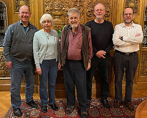 Der Vorstand am 9. Oktober 2023. Frank-Rüdiger Berger, Petra Hildebrand-Wanner, Paul S. Ulrich, Stephan Dörschel, Carsten Jung (vlnr); Foto: privat